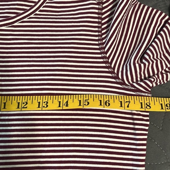 Talbots Large Burgundy Stripe Cotton Long Sleeve T-shirt - Picture 10 of 11